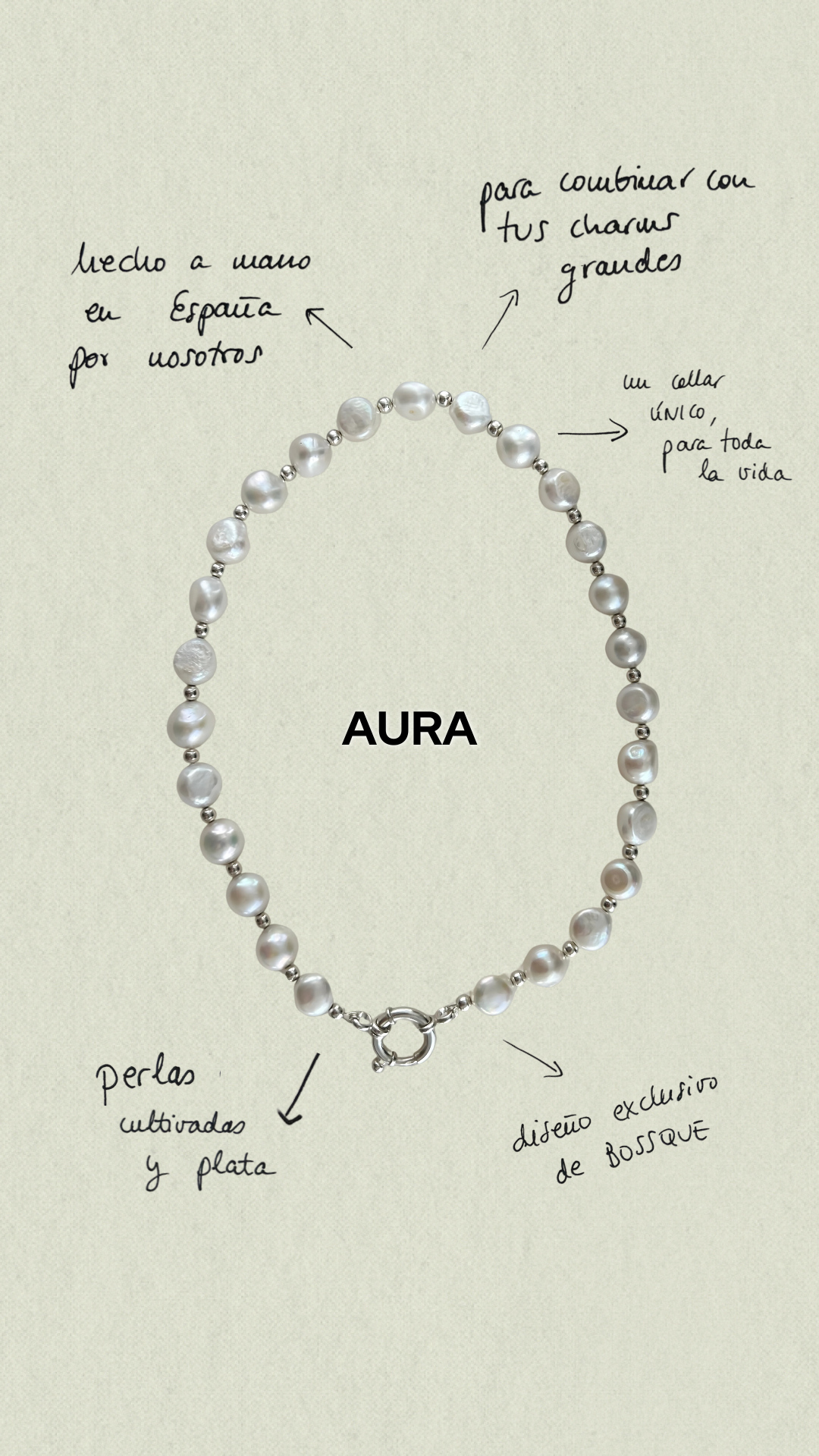AURA - Collar de Perlas Cultivadas y Plata