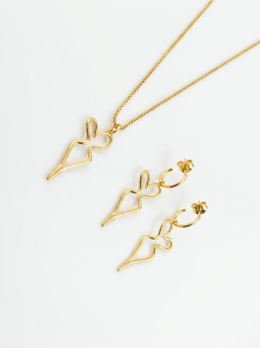 MEDUSA MINI CONJUNTO ORO (Collar + Pendientes)