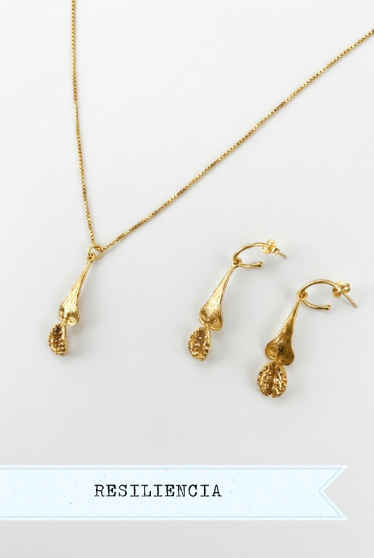 VENUS MINI CONJUNTO ORO (Collar + Pendientes)
