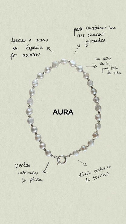 AURA - Collar de Perlas Cultivadas y Plata