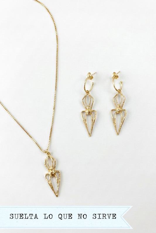 ARACNE MINI CONJUNTO ORO (Collar + Pendientes)
