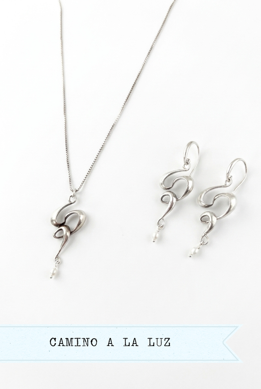 UMBRA MINI CONJUNTO PLATA (Collar + Pendientes)