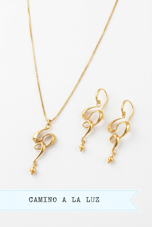 UMBRA MINI CONJUNTO ORO (Collar + Pendientes)