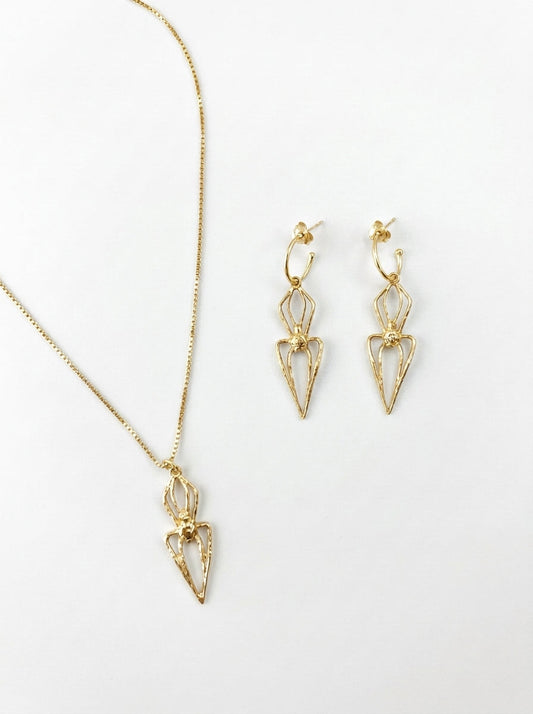 ARACNE MINI CONJUNTO ORO (Collar + Pendientes)