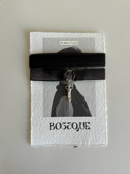 CHOKER PLATA (NEGRO)