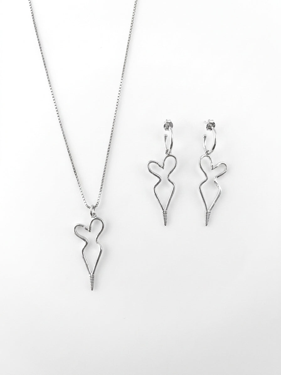 MEDUSA MINI CONJUNTO PLATA (Collar + Pendientes)