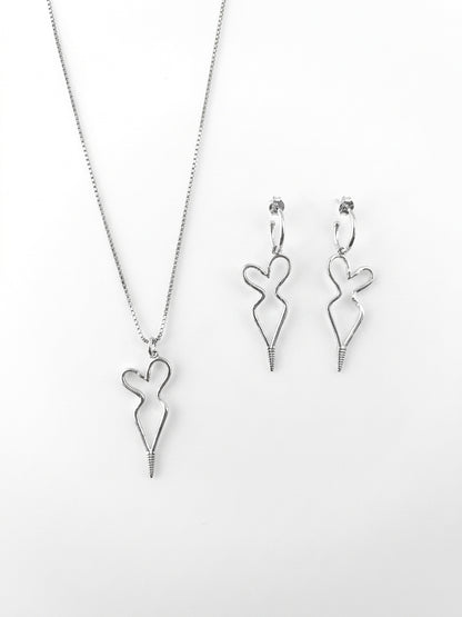 MEDUSA MINI CONJUNTO PLATA (Collar + Pendientes)