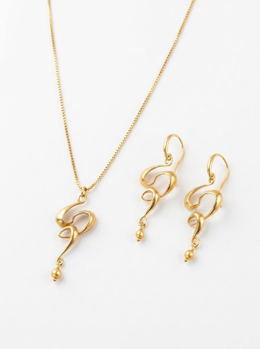 UMBRA MINI CONJUNTO ORO (Collar + Pendientes)