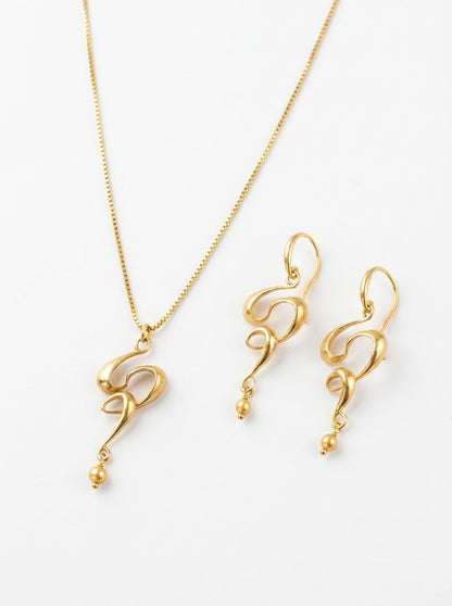 UMBRA MINI CONJUNTO ORO (Collar + Pendientes)