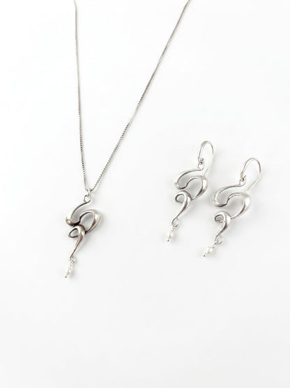UMBRA MINI CONJUNTO PLATA (Collar + Pendientes)