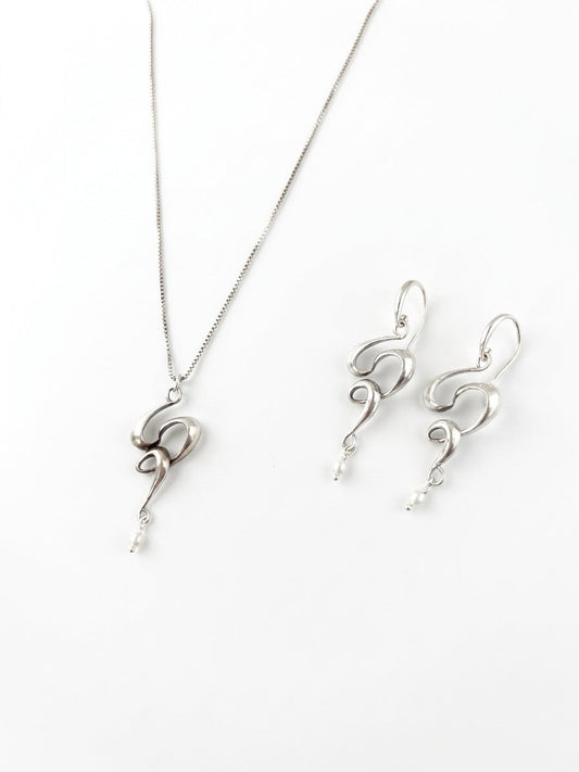 UMBRA MINI CONJUNTO PLATA (Collar + Pendientes)